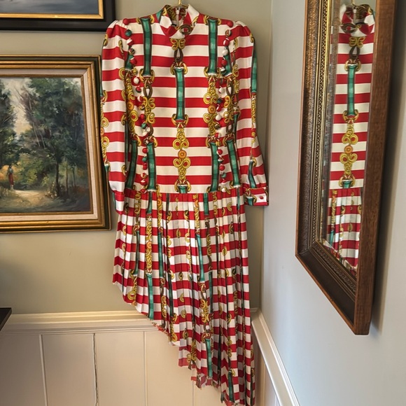 Gucci Red & Green gown dress XS S small runway nutcracker stripes christmas - Picture 7 of 16